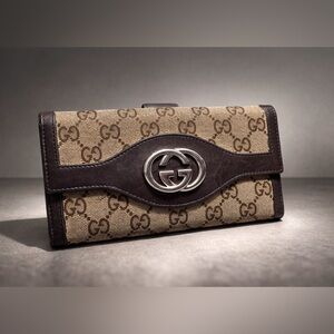 Gucci Sukey GG Canvas and Leather Continental Wallet